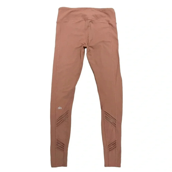 Alo Yoga Ultimate High Waisted Stripe Mesh Leggings Pink Rosewater Athletic S - Picture 5 of 10